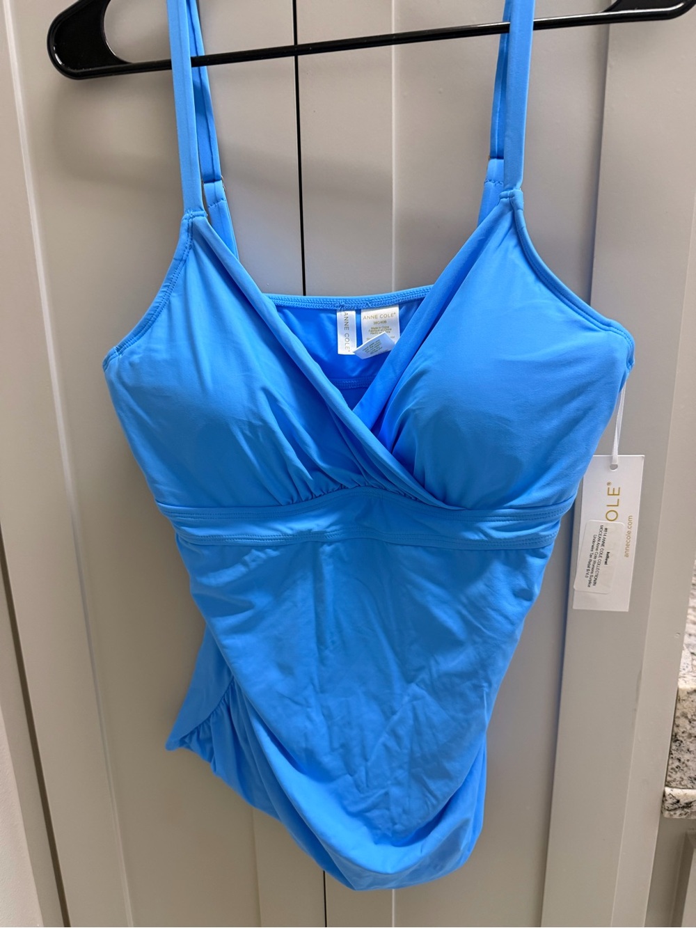 Anne Cole Bright Blue One-Piece Swimsuit with Wrap Front